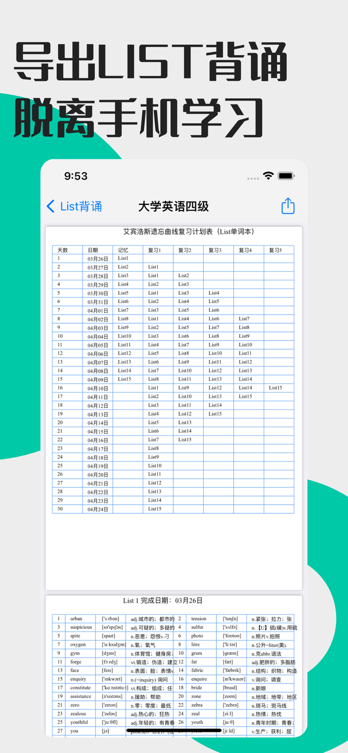 List单词-四六级，考研英语，雅思