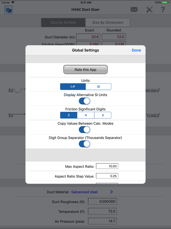 Screenshot #6 pour HVAC Duct Sizer