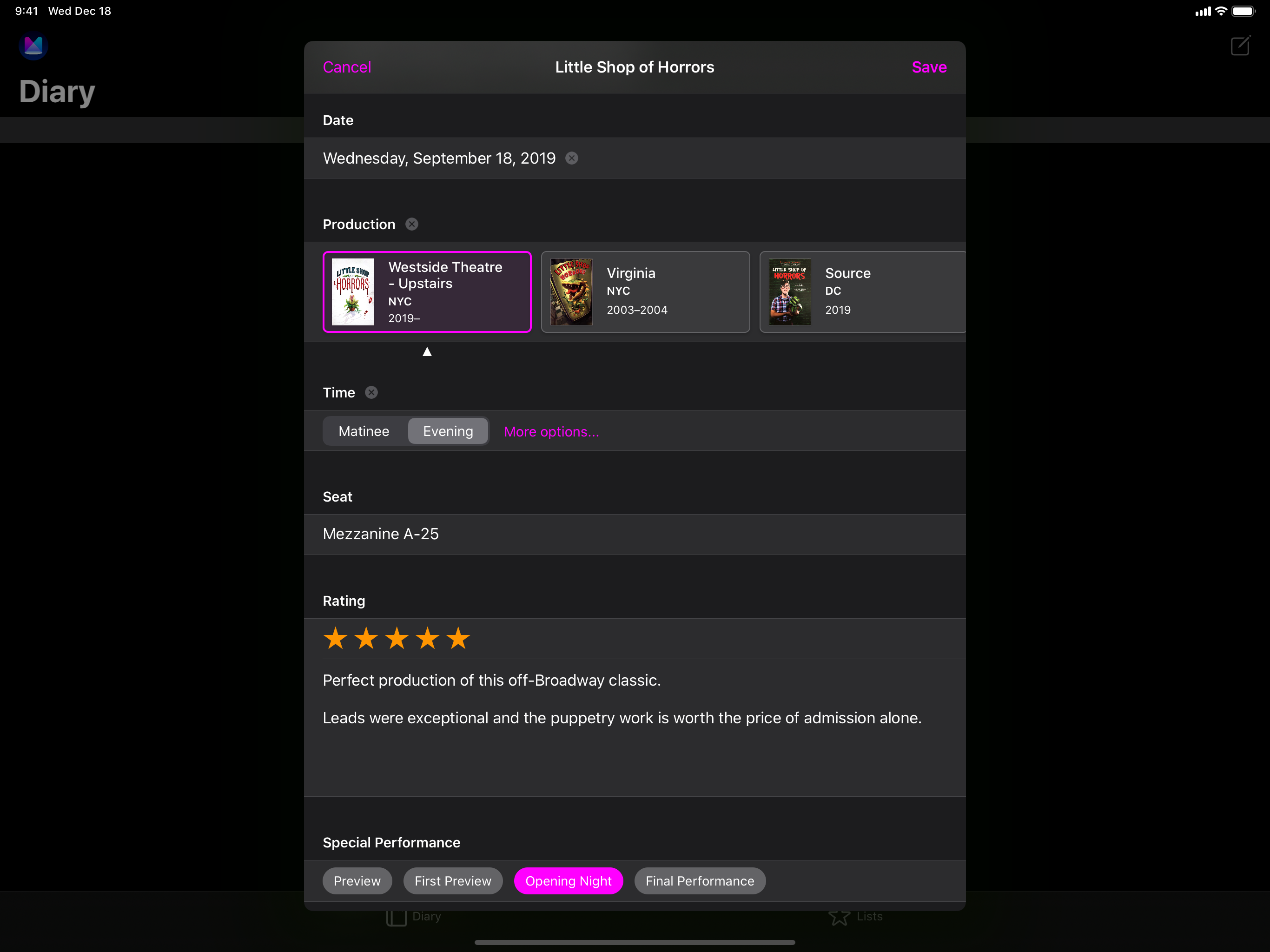 Mezzanine Theater Diary screenshot 17