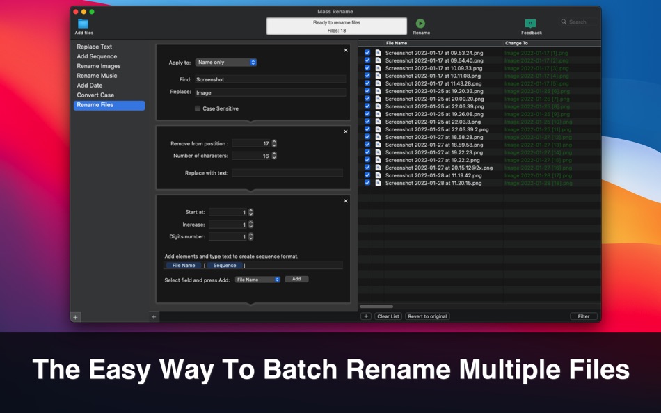 Mass Rename: File Batch Rename - 1.6.1 - (macOS)