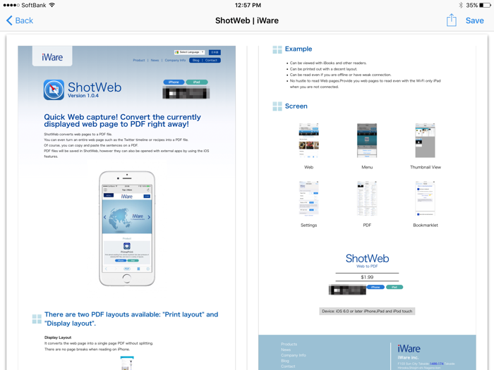 ShotWeb Web to PDF