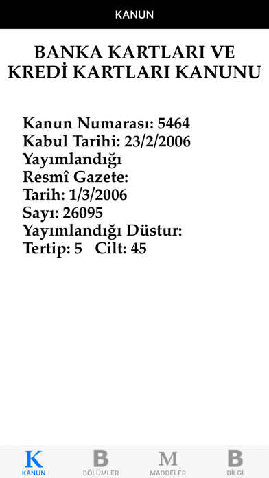 Screenshot #1 pour BANKA VE KREDi KARTLARI KANUNU