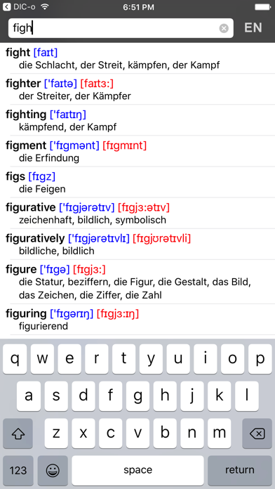 German-English offline dict. Screenshot