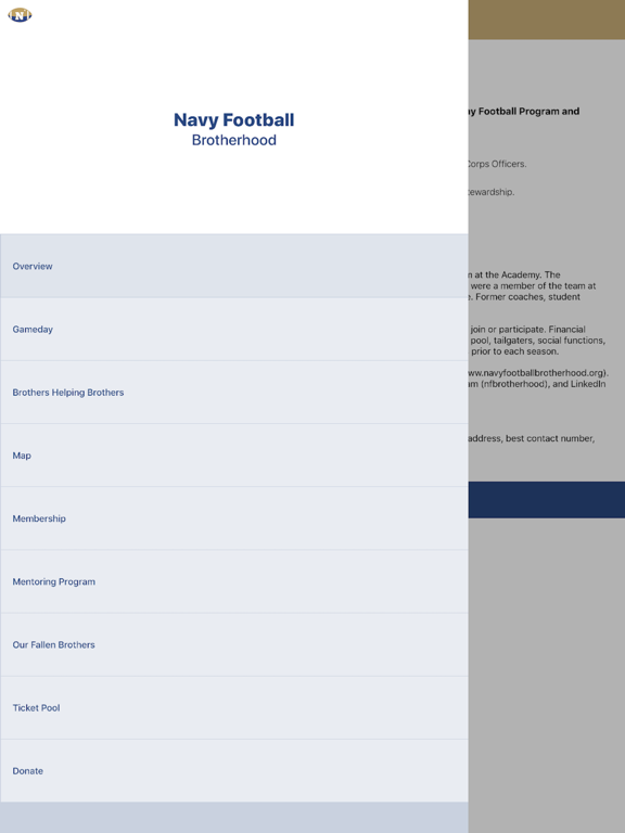 Navy Football Brotherhood iPad screenshot 1 - Sports app