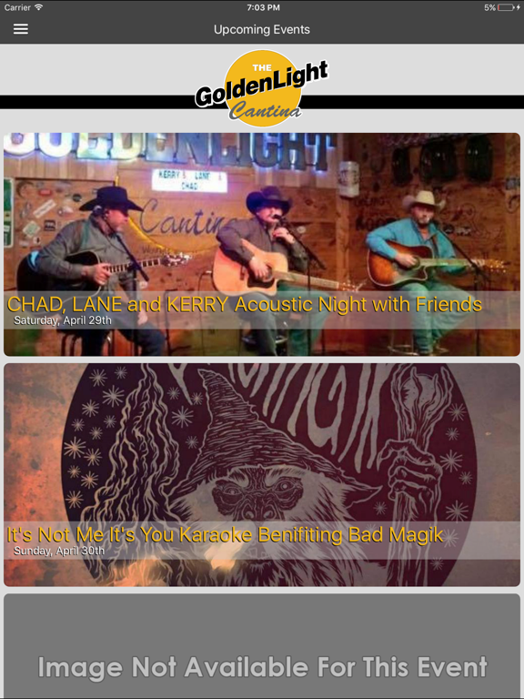 GoldenLight Cafe & Cantina iPad screenshot 1 - Music app