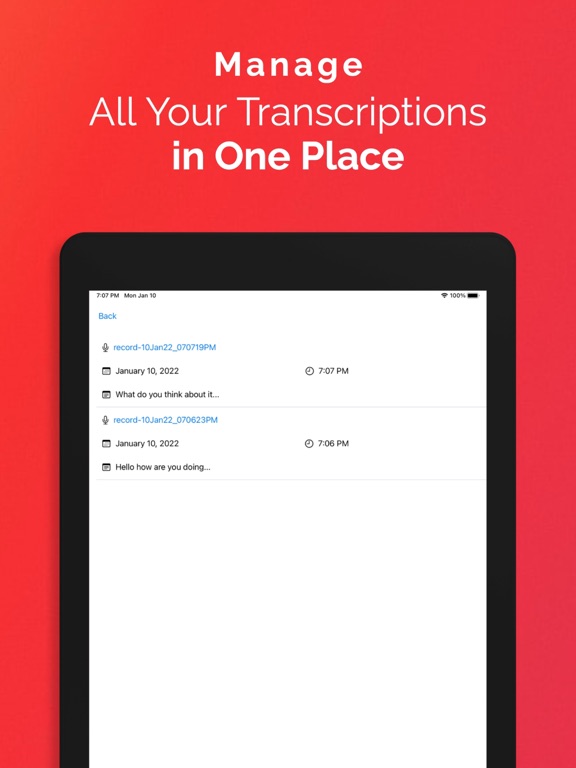 Transcribe:Live Speech to Text iPad screenshot 3 - Productivity app