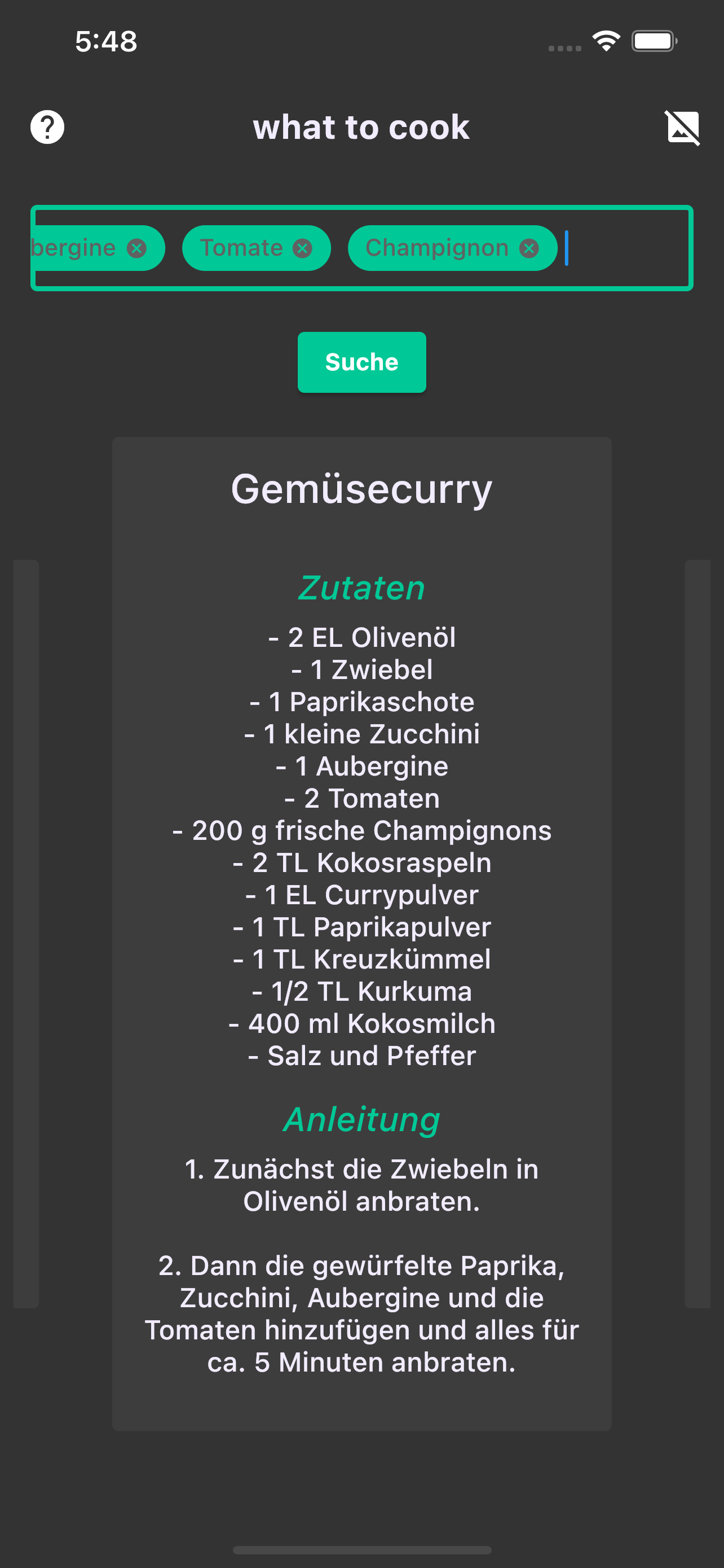 what to cook: recipe finder