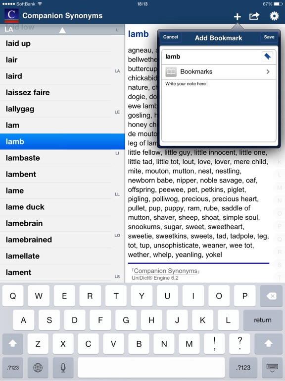 Companion Synonyms iPad screenshot 4 - Reference app