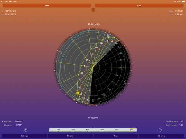 Sun Seeker - لقطة شاشة للمتعقب والبوصلة