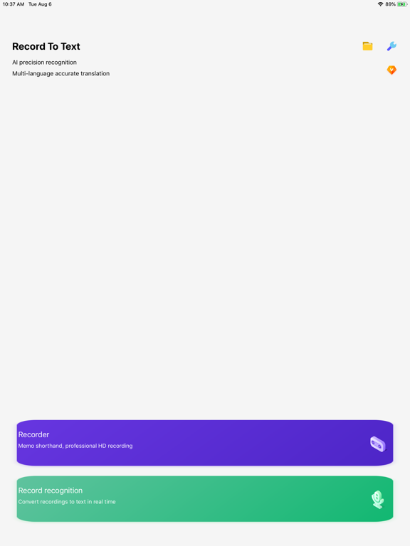 RecordToText - Speech to text iPad screenshot 1 - Business app