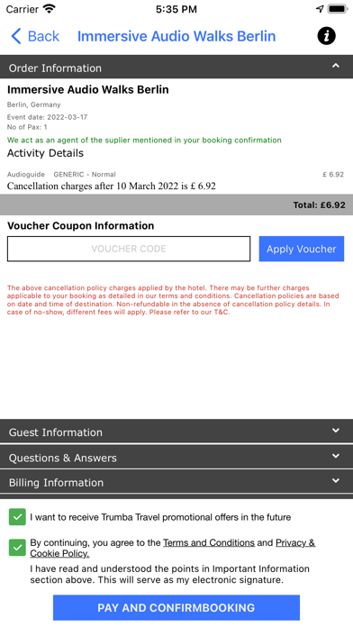 Trumba Travel Screenshot