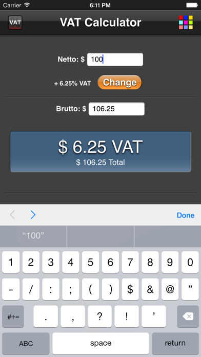 VAT Calculator Screenshot