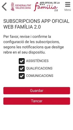 Captura de pantalla de GVA Web Familia 2.0 en iPhone 7