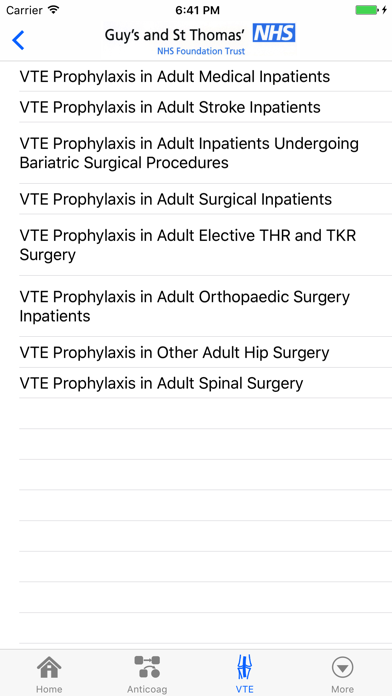 Thrombosis Guidelines Screenshot