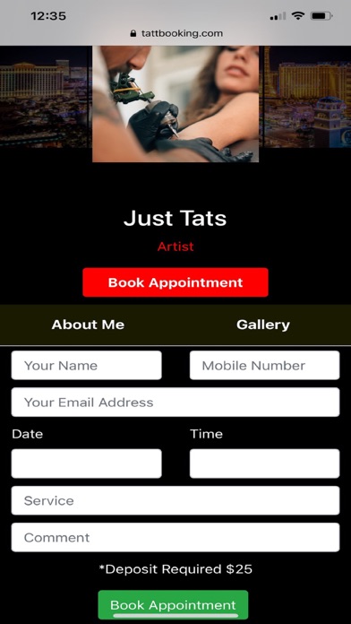 TattBook Appointment App Screenshot