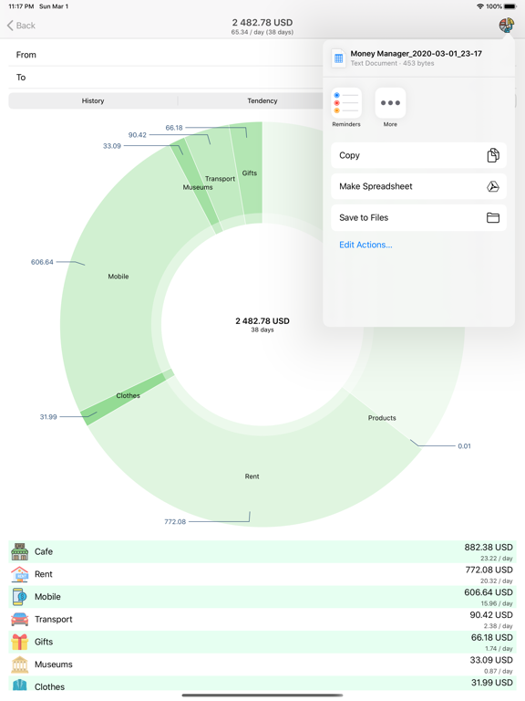 Money Manager+ iPad screenshot 6 - Finance app