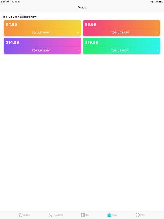 YunGO International Calls iPad screenshot