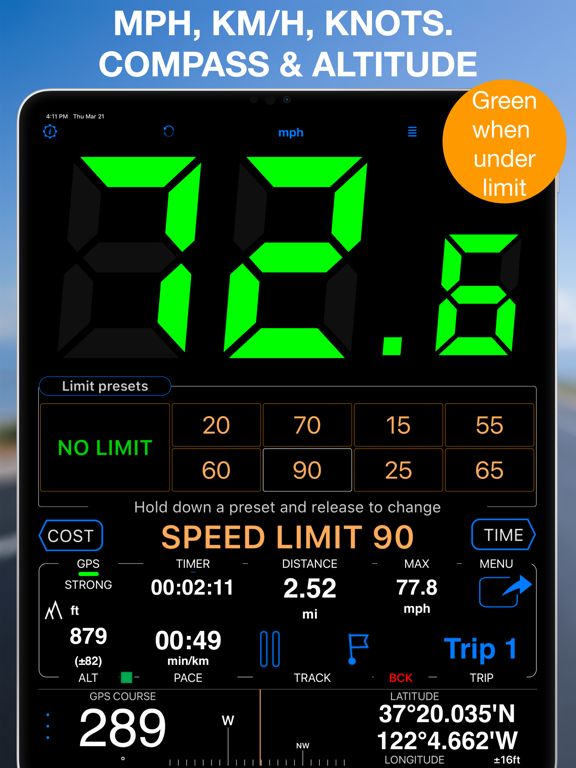 Speedometer 55 Pro. GPS kit. Screenshots