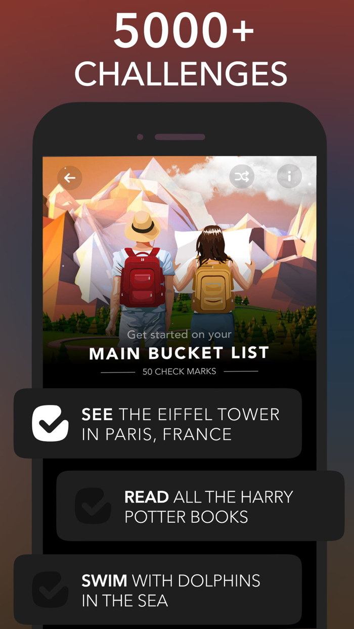 Bucket List Maker Check Marks