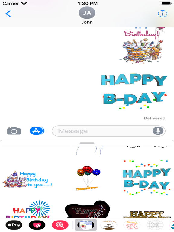 birthday animated stickers iPad screenshot