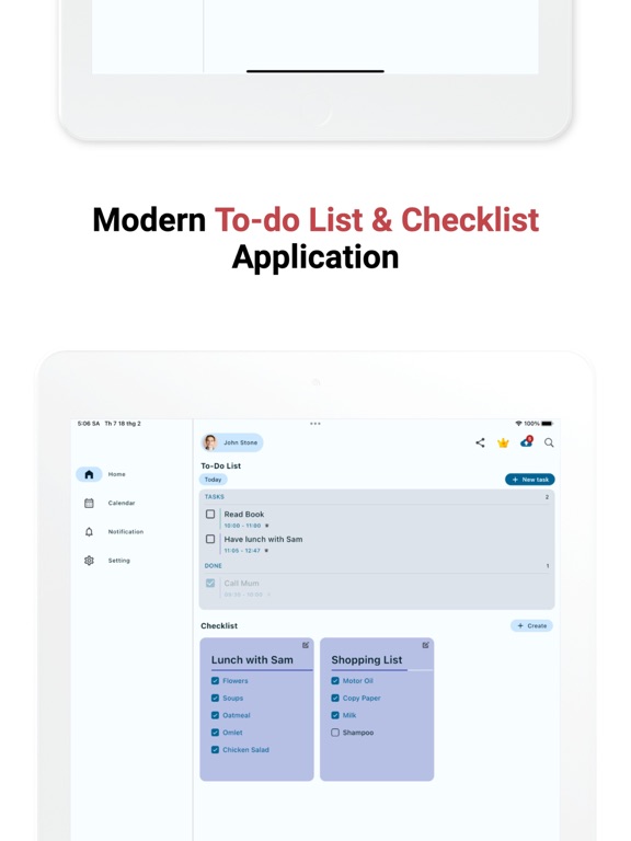 To-do List, Checklist, Widget iPad screenshot 1 - Productivity app