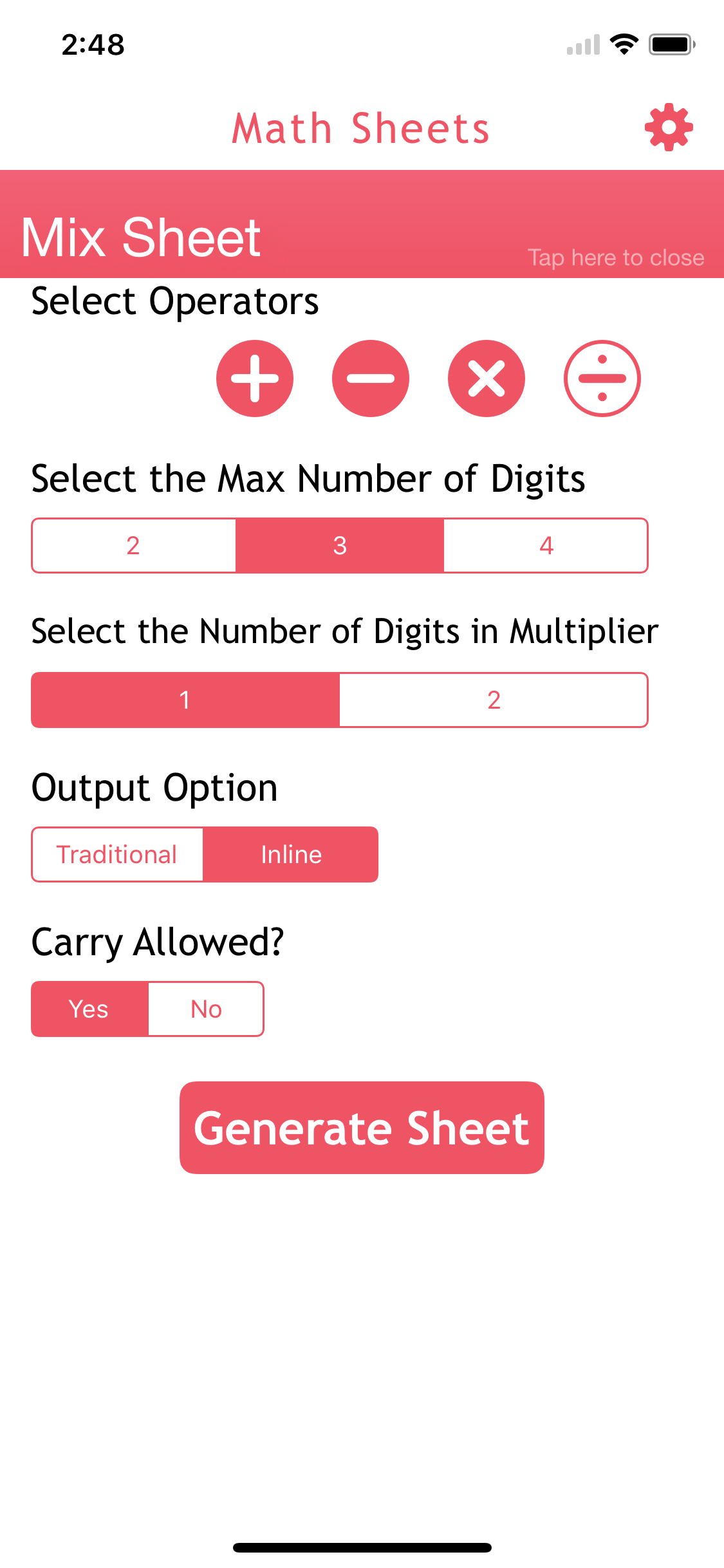 Math Practice Sheets