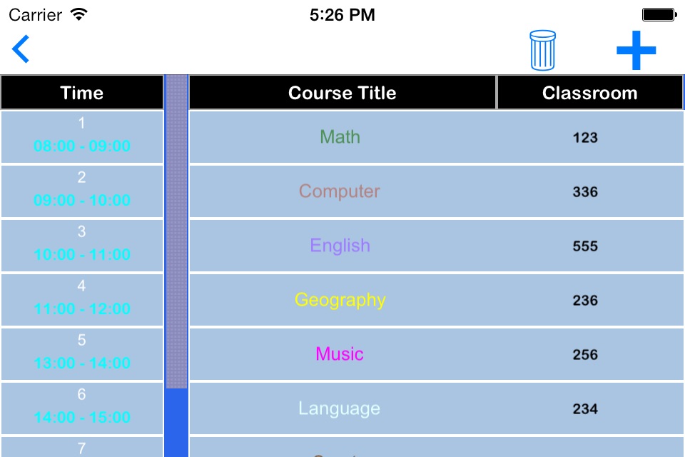 TC Curriculum Table screenshot 3