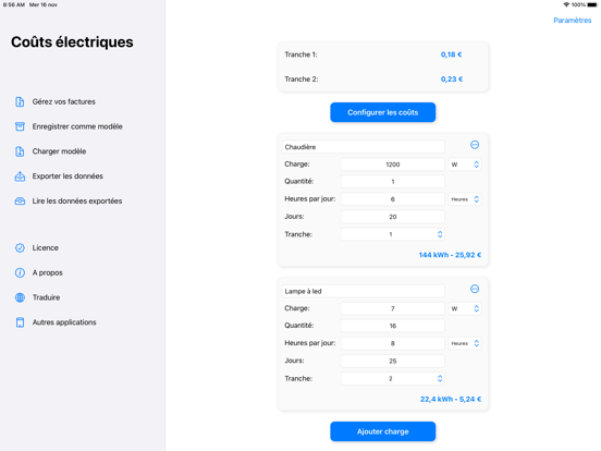 Screenshot #4 pour Coûts électriques