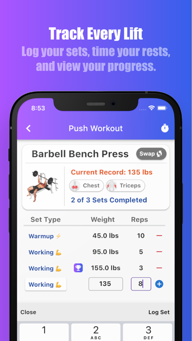 Bench Gym Log: Workout Tracker Screenshot