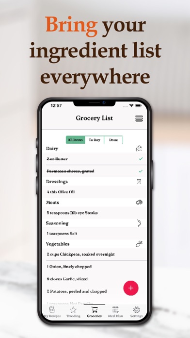 Recipe Keeper & Grocery List Screenshot