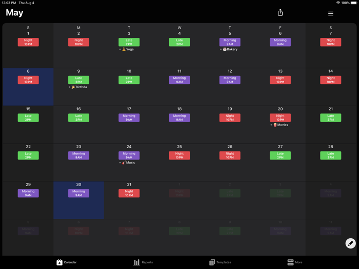 Supershift Shift Work Calendar