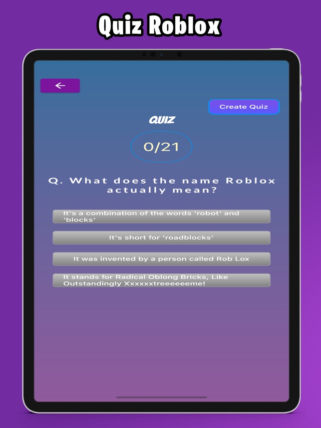 roblox - Questionário