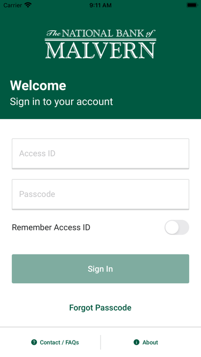 The National Bank of Malvern Screenshot