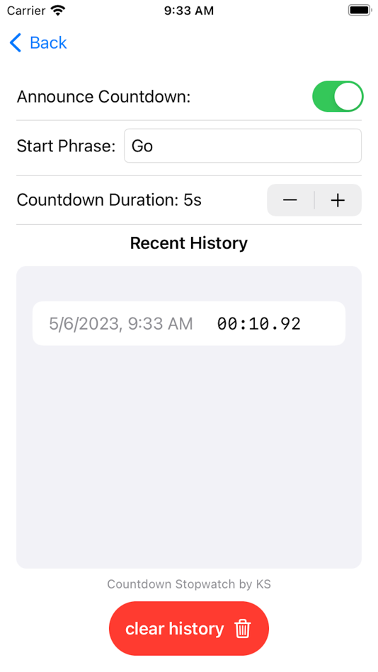 #4. Countdown Stopwatch (iOS) 由: Kristofer Shamloo