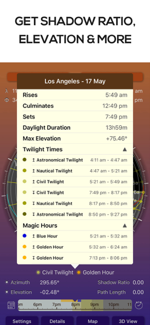 Sun Seeker - Captură de ecran Tracker & Compass