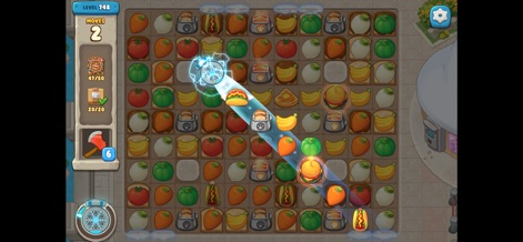 We Bare Bears Match3 Repairs - Leverage strategic power-ups, like the lightning-charged special attack, to clear the board and activate unique hamburger tiles for massive scores.