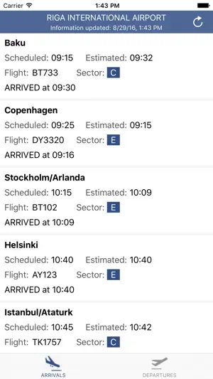 Riga Airport Flights screenshot 1