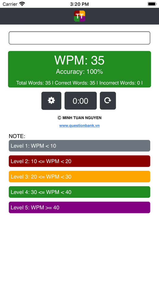 #5. TYPING TEST by QuestionBank (iOS) Podle: Minh Nguyen Tuan