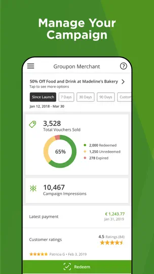 Captura de pantalla de Groupon Empresas en iPhone 8