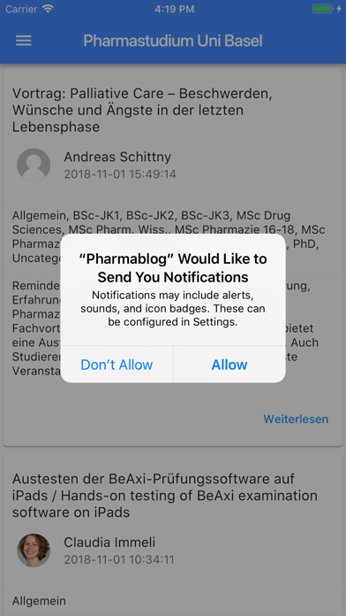 Pharmablog Universität Basel Screenshot