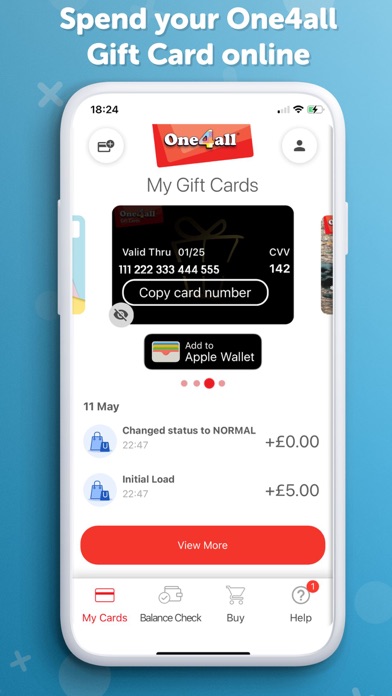 One4all Gift Cards Screenshot
