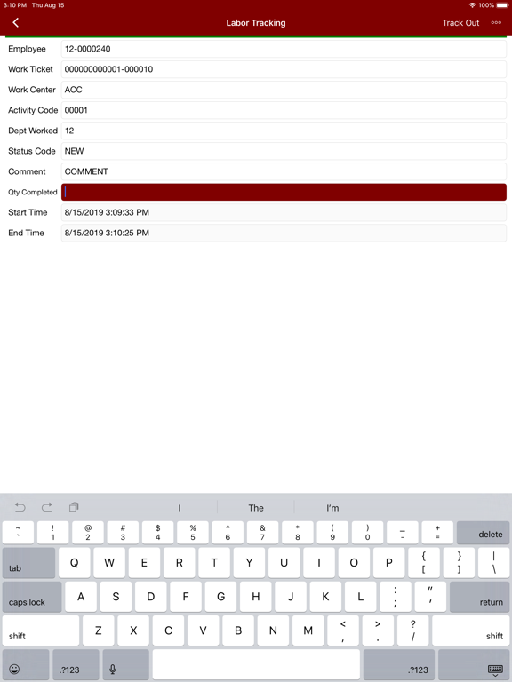 Sage Shop Floor iPad screenshot
