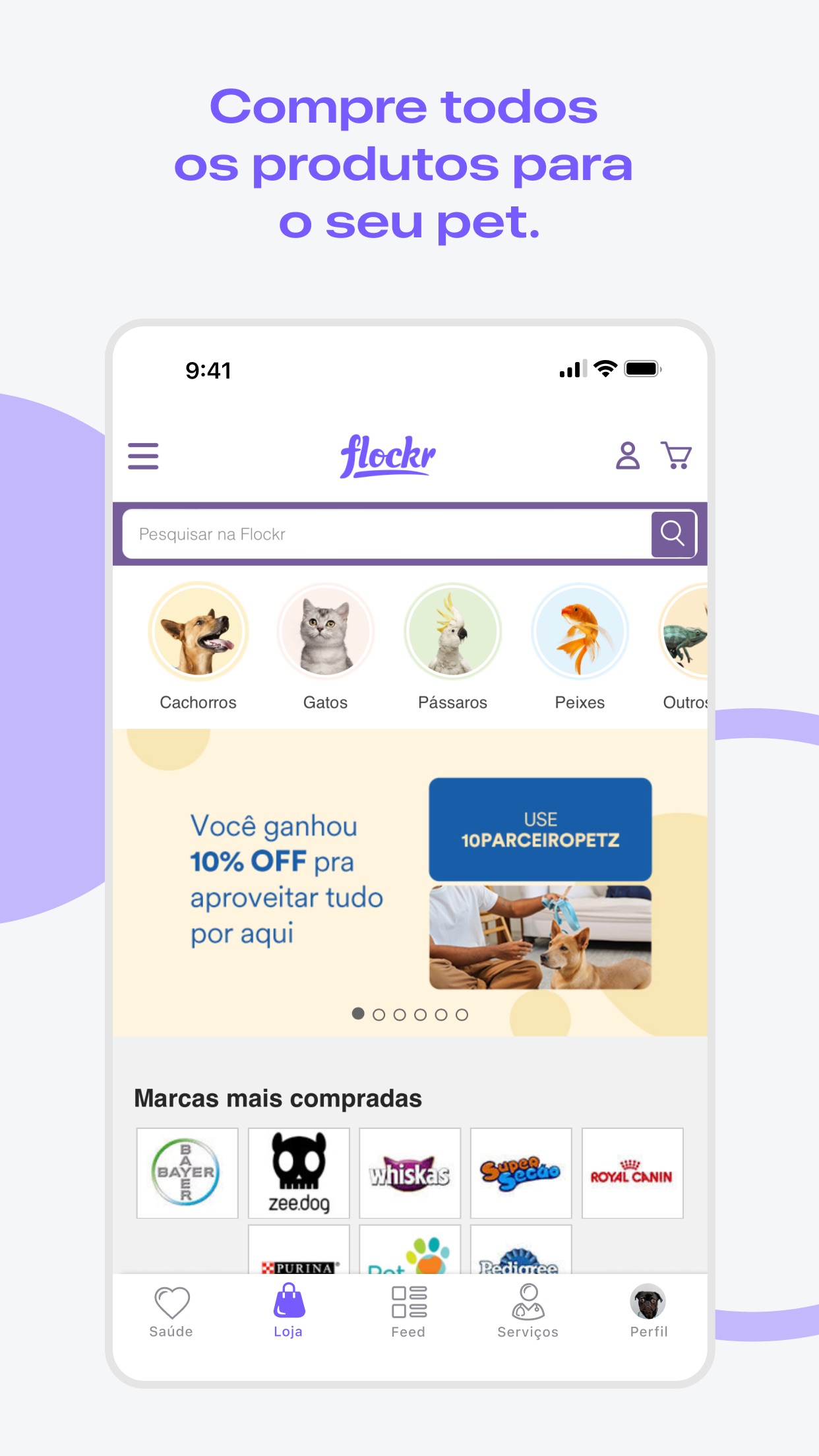 Screenshot do app Flockr - Pets com mais saúde