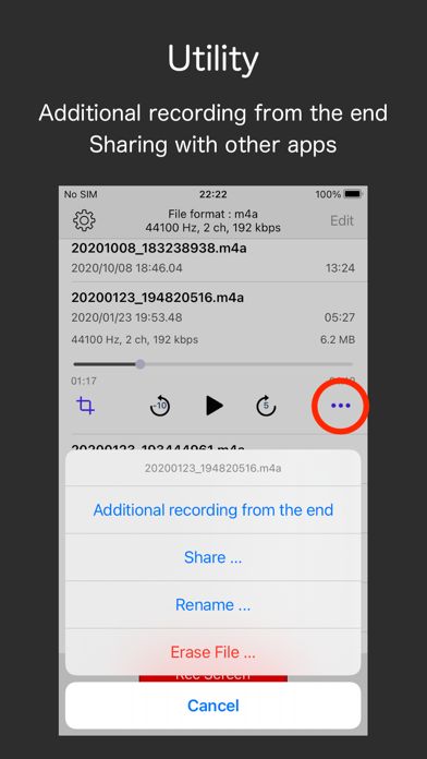 Audio Recorder - WAV, M4A Screenshot