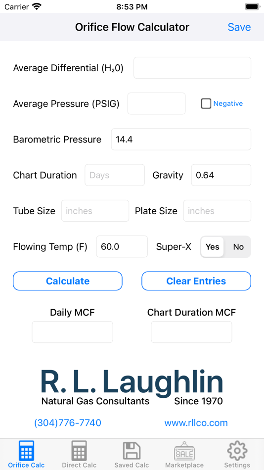 #1. Orifice Flow Rate Calculator (iOS) 由: R.L. Laughlin & Company, Inc.