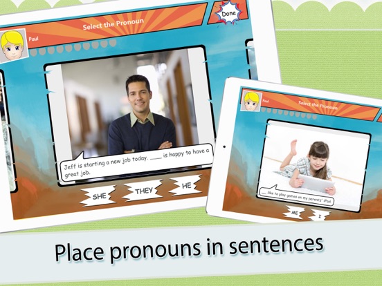 Pronoun Heroes iPad screenshot