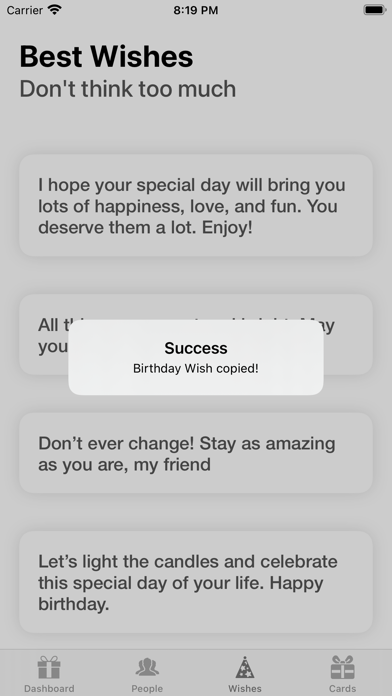 Birthdays app Screenshot