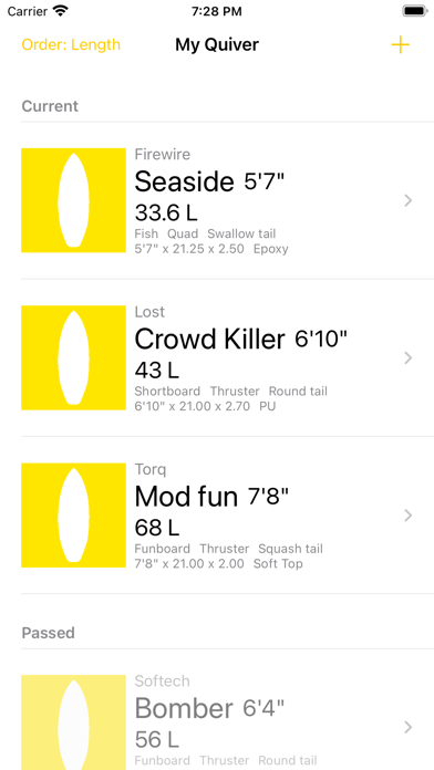 Surfboard database Screenshot