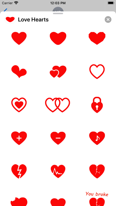 Screenshot #1 pour Hearts stickers & emoji love