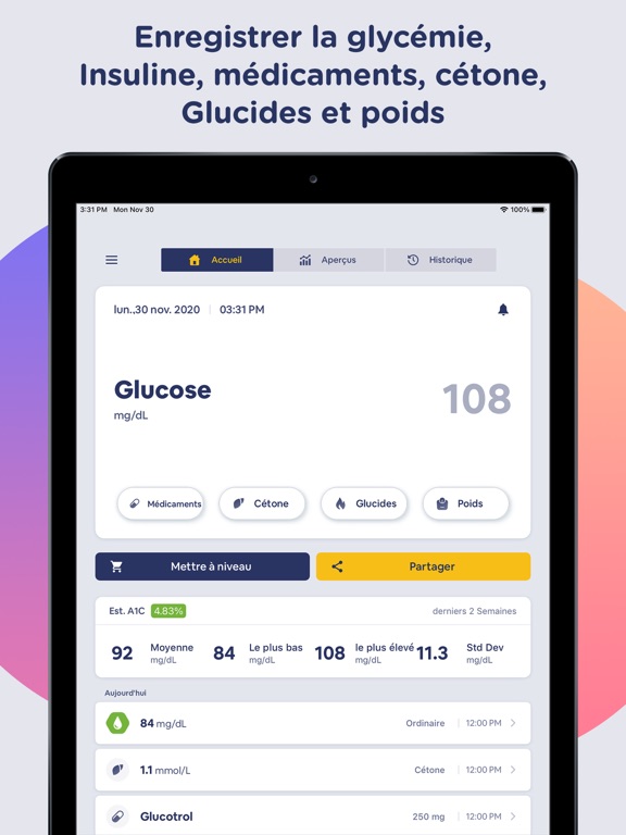 Screenshot #4 pour Diabète Insuline App Glucobyte